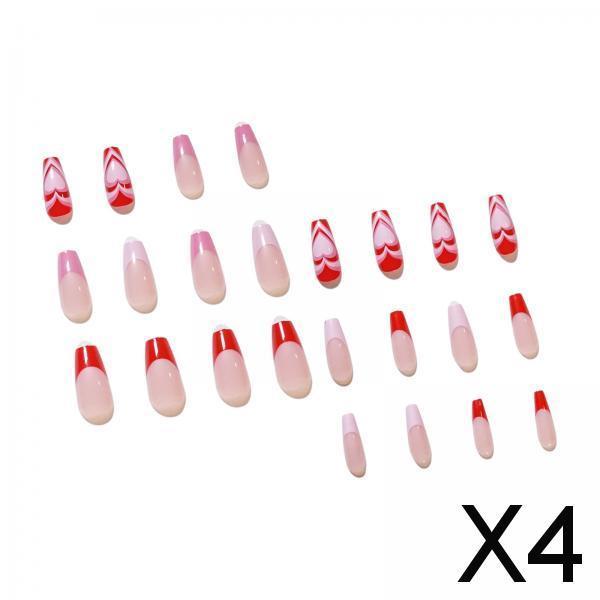 4x24 Pieces Press on Nails Exquisite Fake Nails for Home Practice DIY Nail Art