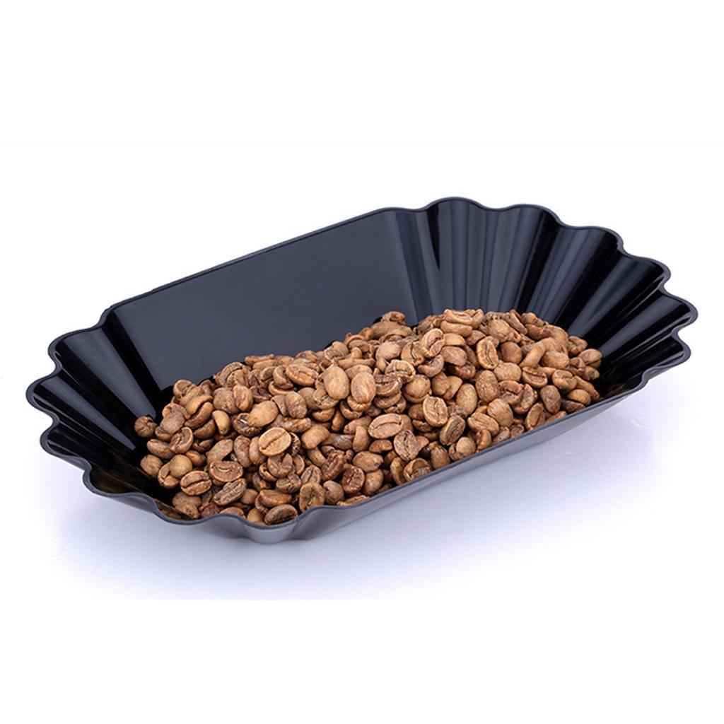 Plastic Plate Snack Serving Tray Oval Coffee Bean Tray Coffee Cupping Black