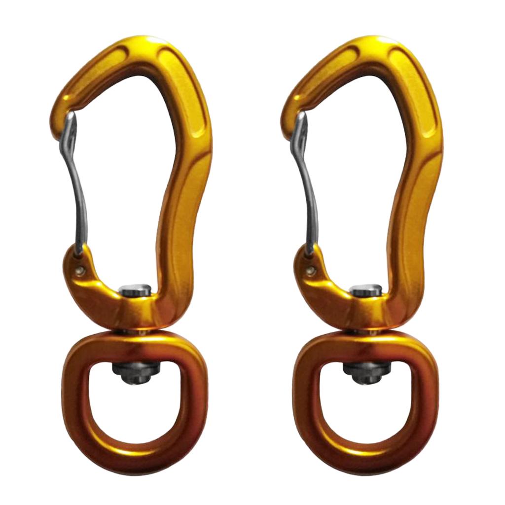 1 Pair Swivel Carabiner Hanging Connect Hook Camping 76mm gold round eye