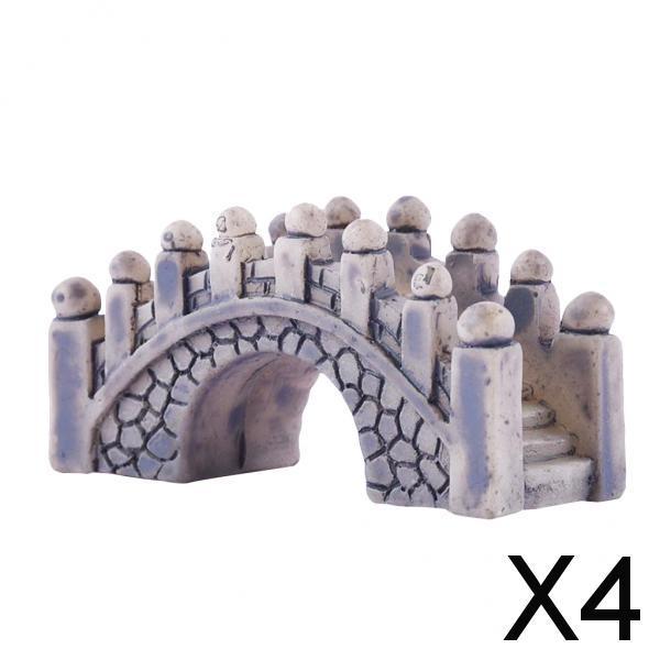 4xResin Bridge Figurine Fairy Garden Miniatures DIY Micro Landscape Decoration