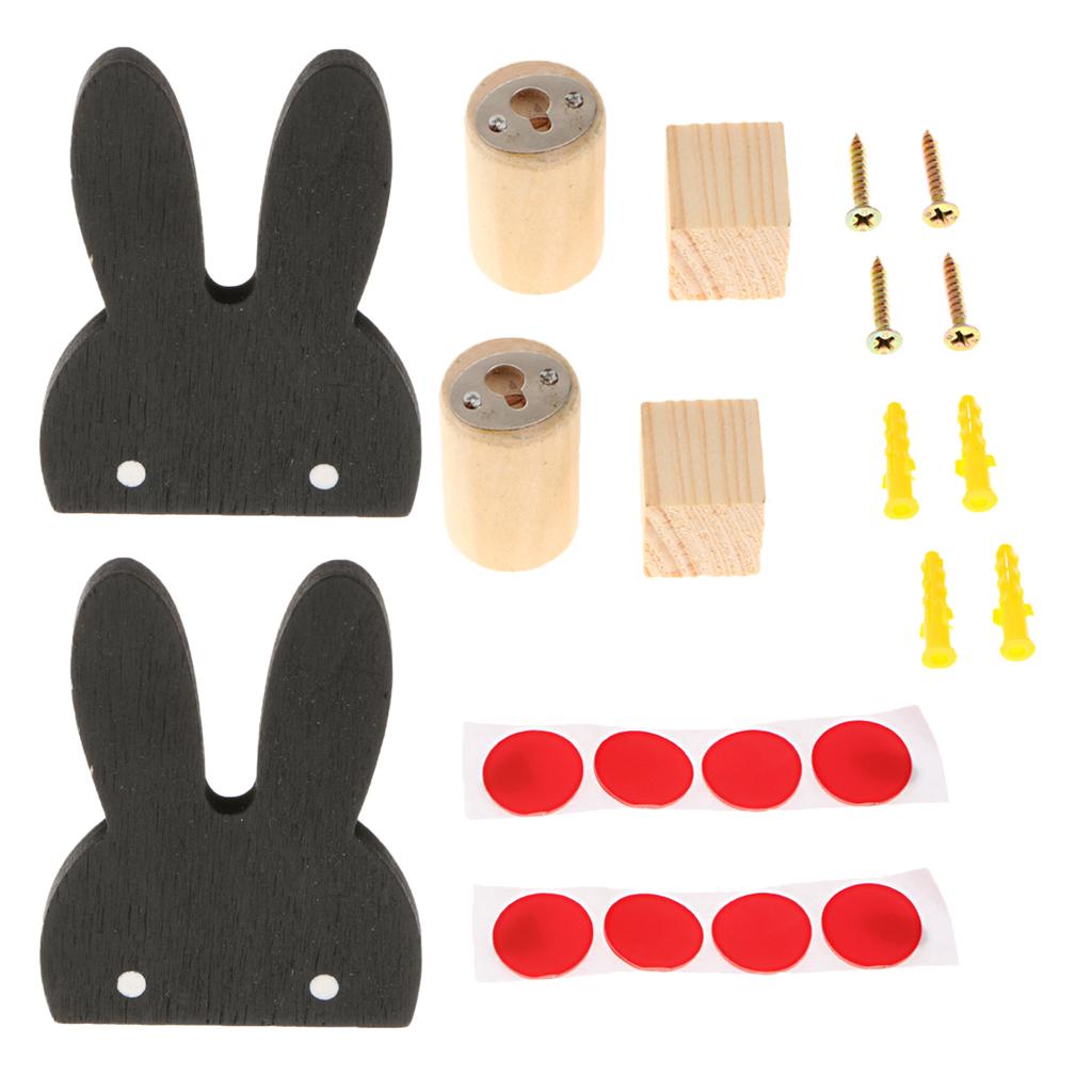2pcs Pretty Rabbit Wall Mounted Hooks Hangers Home Organization Decoration