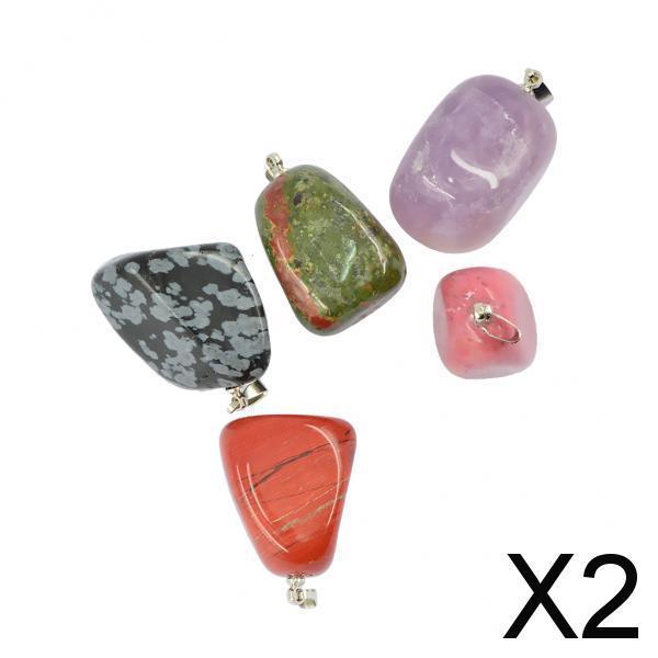 2x5Pcs Colorful Free Nuggets Shaped Gemstone Charms Beads Pendant DIY Making