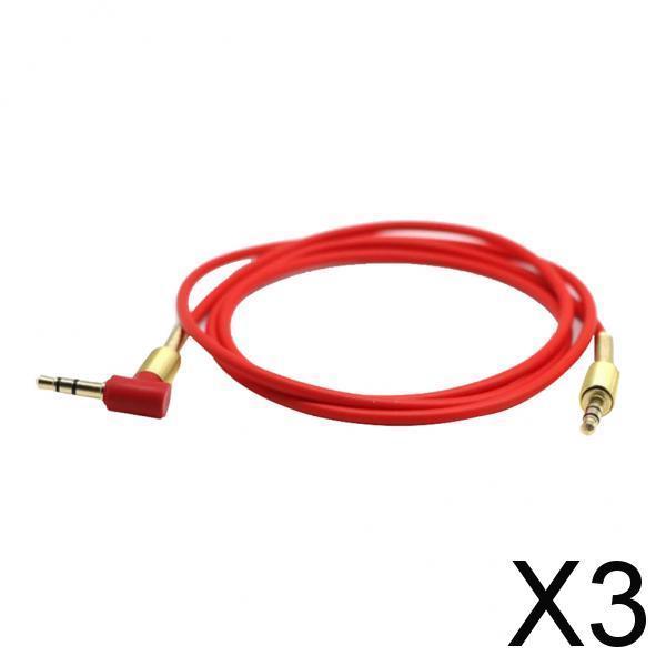 3x3.5mm Jack Audio Cable Male To Male 90 Degree Right Angle Aux Cable Red