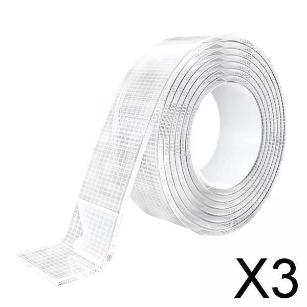 3xClear Nano Tape Double Sided Tape Traceless Non Marking Heavy Duty Wall Tape Thick 1mm Long 100cm