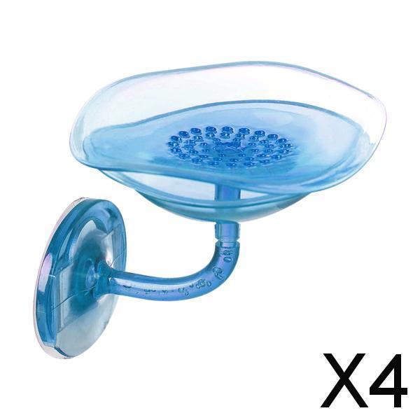 4xWall Mounted Soap Holder Double Layer Hanging Saver for Wall Hotel blue