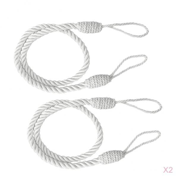 4 PCS Rope Curtain Drape Tiebacks Tassel Living Room Bedroom White
