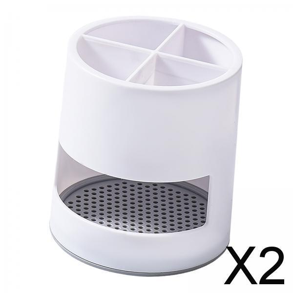 2xToothbrush Holder Detachable Multifunctional for Kitchen Utensils Countertop White