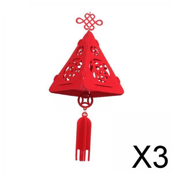 3xChinese Lantern Red Lantern 3D Lantern for Spring Festival New Year Decor Fu