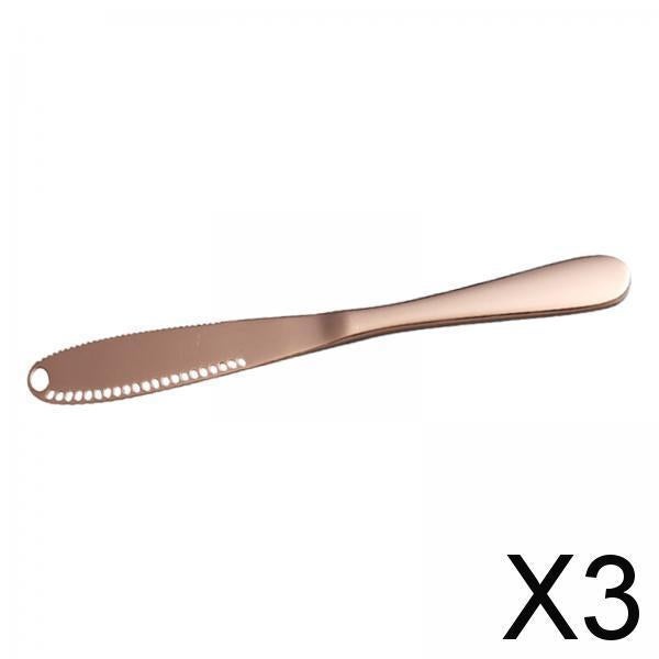 3xStainless Steel Butter Knife Sandwich Spreader Grater Slicer Rose Golden