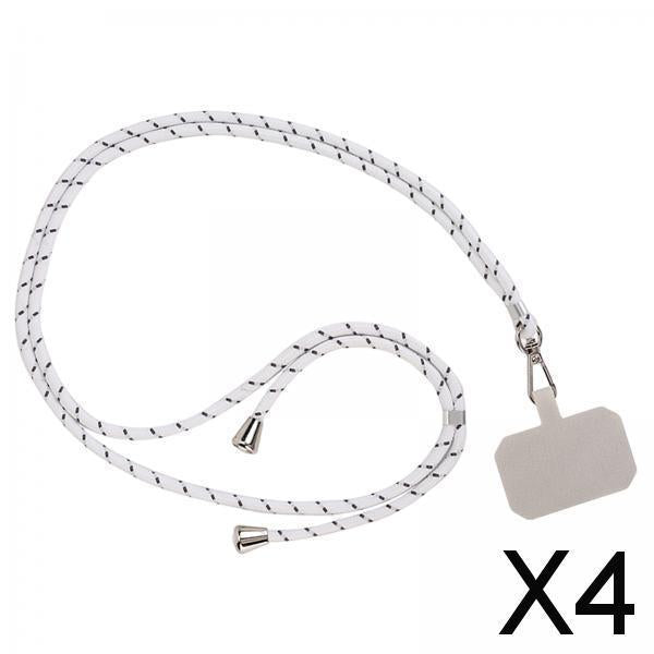 4xAdjustable Cell Phone Lanyard Neck Strap Handheld Rope White Gray White