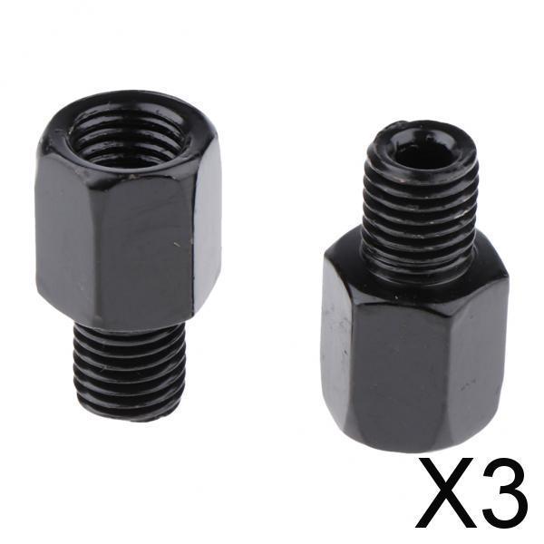 3xScooter Motorcycle Rearview Side Mirror RH 10mm - RH 10mm Adapter Black