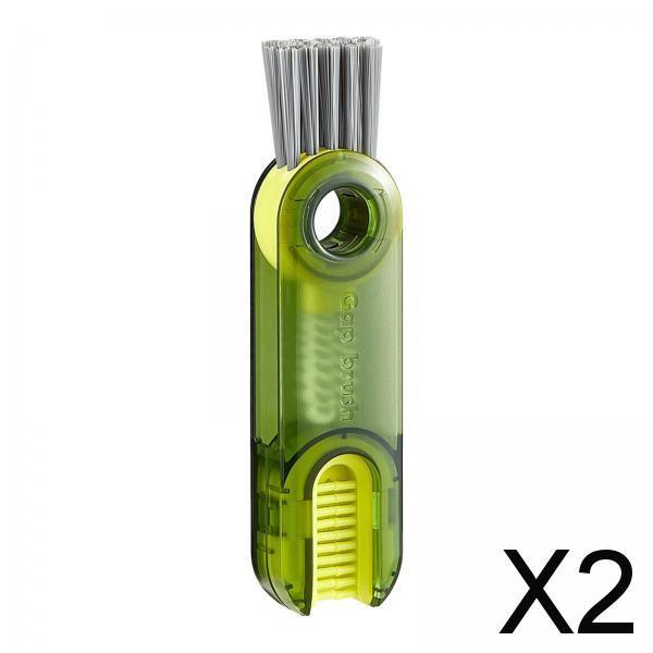 2xMini Cleaning Brush Washing Tool Detail Brush for Cups mug Kitchen Transparent Green