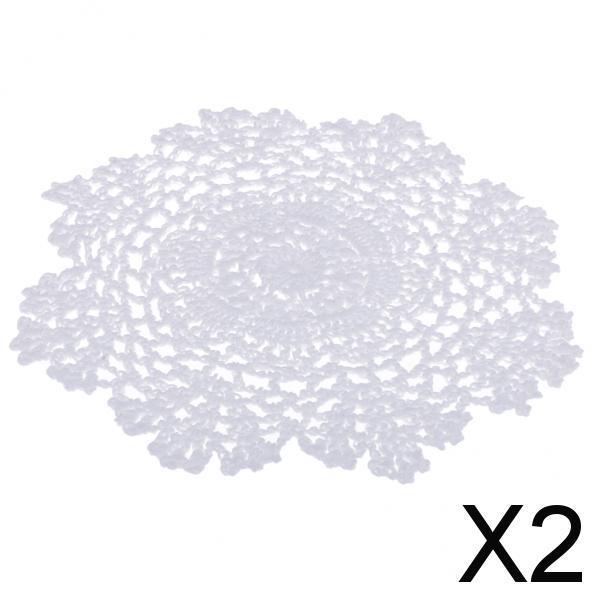2x1 Piece White Handmade Crochet Cotton Lace Table Placemats Doilies 20cm