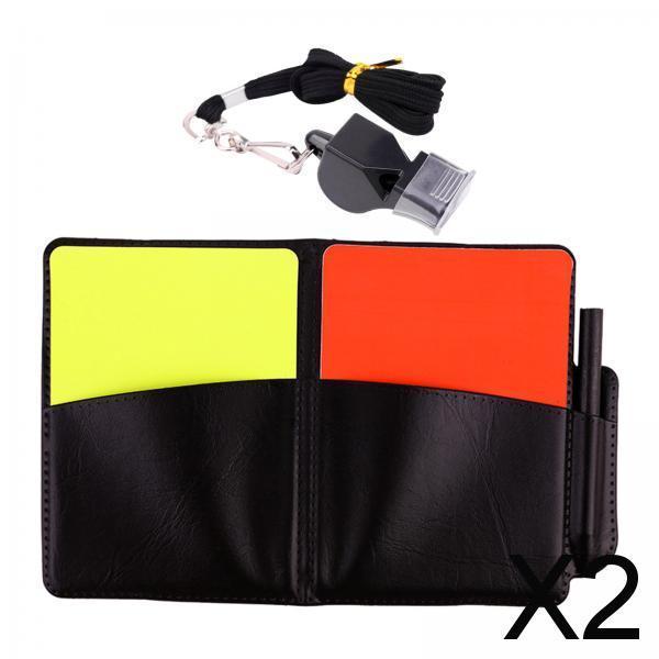 2xSoccer Referee Cards Set PVC Football Yellow and Red Card for Outdoor Sports With Book Whistle