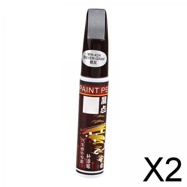 2xTouch up Auto Paint 2 in 1 Touch up Paint Pen Accessories Car Scratch Repair Argent gray