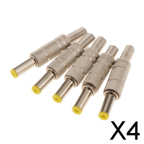 4x5 Pieces DC 5.5x2.5mm Power Male Plug Welding Adapter Connector Metal Shell