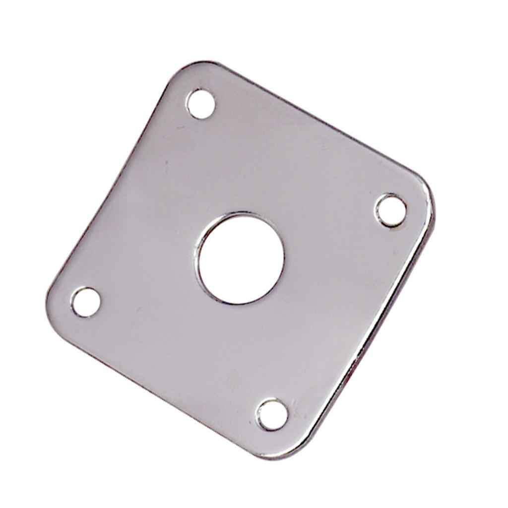 2 Pieces Metal Square Guitar Jack Plate Cover for LP Electric Guitar Silver