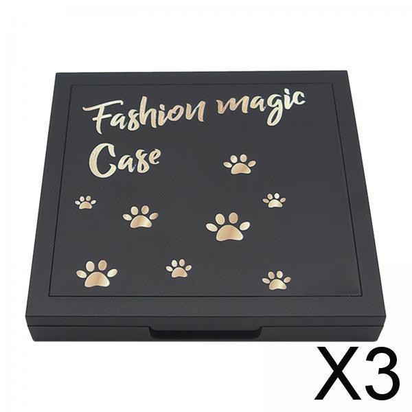 3xEmpty Magnetic Eyeshadow Palette Large with Mirror for Lipstick Eyeshadow Matte black