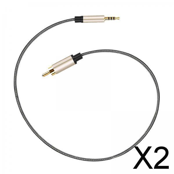 2xAudio Cable 3.5mm to Male RCA Adapter Nylon Braided for Tablet Speaker 2m