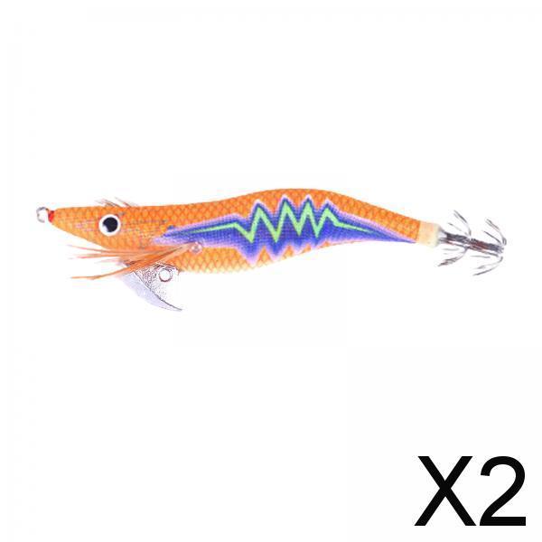 2xFishing Hook Fishing Baits Squid Jig Lures Fluorescent Durable Luminous Lure style B