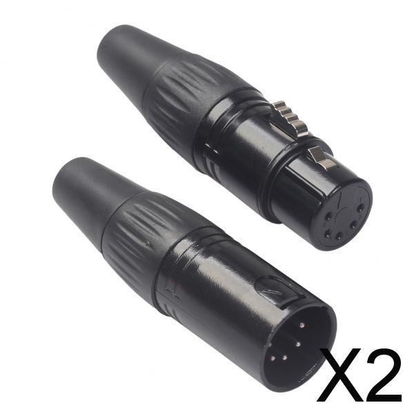 2x Zinc Alloy 5 Pins Audio Video RCA Solderless Adapter Plug