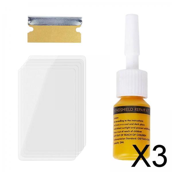 3xCar Window Repair Fluid Scratch Fixing Window Glass Crack Restore Tools