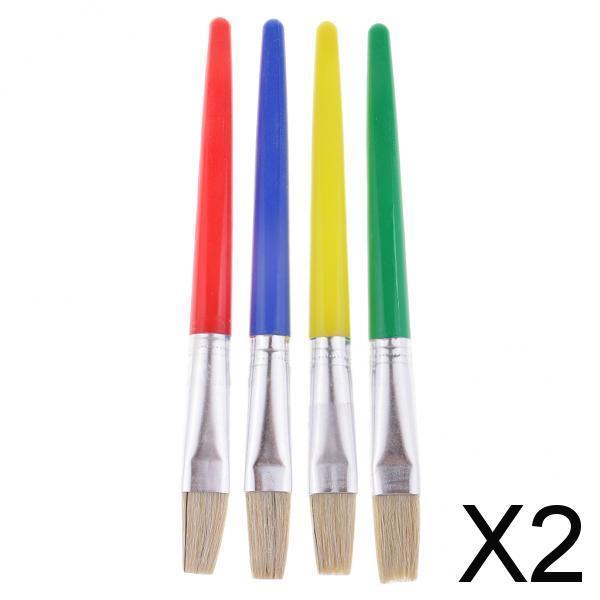 2x4x Flat Brush Kid Artist Paint Brushes Set Watercolor Acrylic Oil Painting