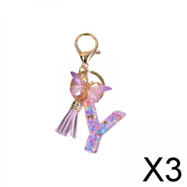 3xResin Keychain Ornaments Girls Women Gifts English Alphabet Keyring Keychain Y