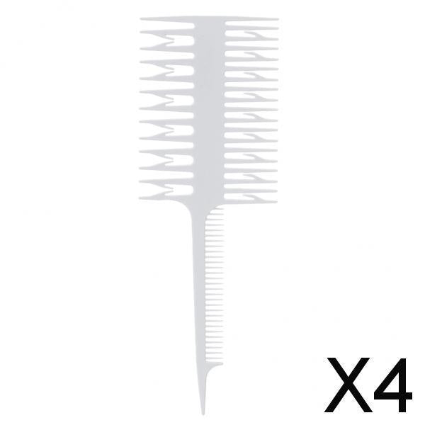 4xSalon 3-Way Weaver Weaving Comb Hair Dyeing Sectioning Highlighting White