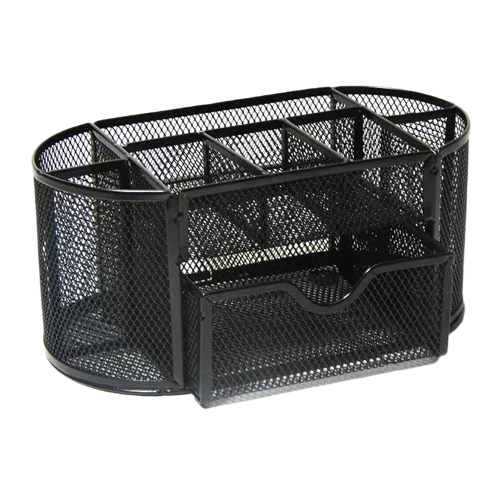 Metal Mesh Desk Organizer Set Desktop Supply Pen Holder Hutch Storage Table Black