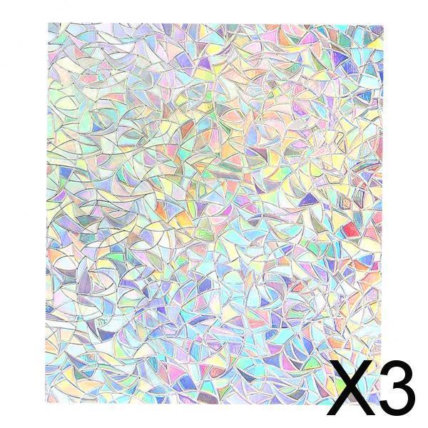 3xWindow Privacy Film Roll PVC 3D Stained Static Cling Sticker Anti UV Home