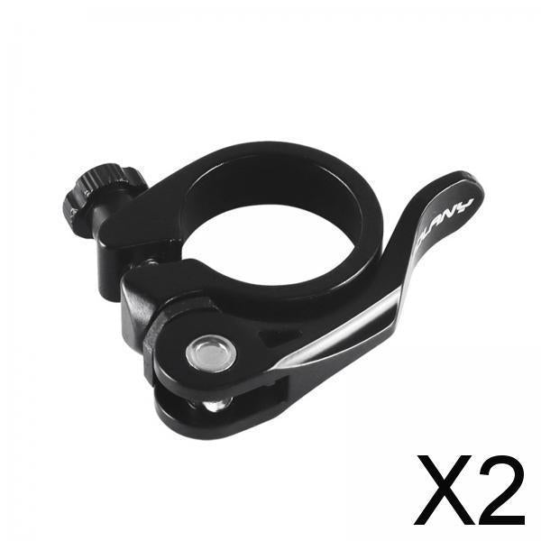 2xBike Seat Post Clamp Bike Seat Clamp for Bicycling Folding Bike Road Bicycle Black 31.8mm