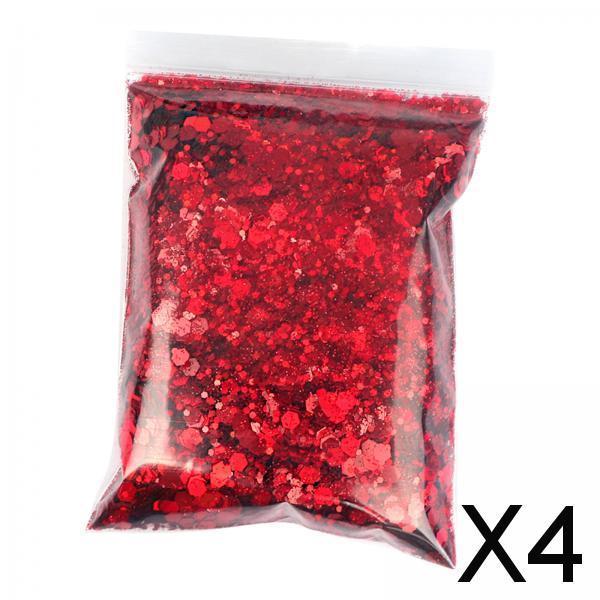 4x1Bag 50g Nail Glitter Sequins Paillette Flakes 3D Nail Art Decor Red