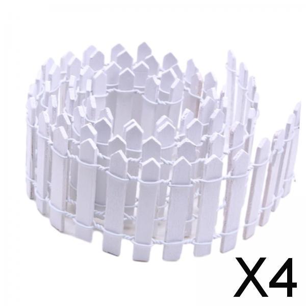 4xMiniature Fairy Garden Fence 90x5cm for Dollhouses Fairy Gardens Accessories White