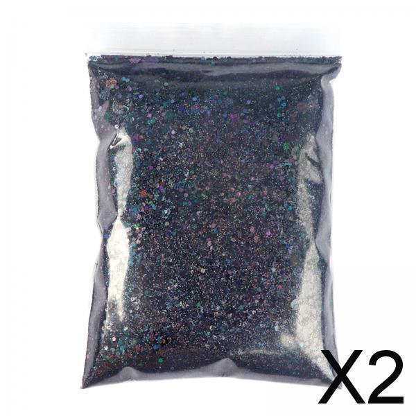 2x1Bag 50g Nail Glitter Sequins Paillette Flakes 3D Nail Art Decor Black