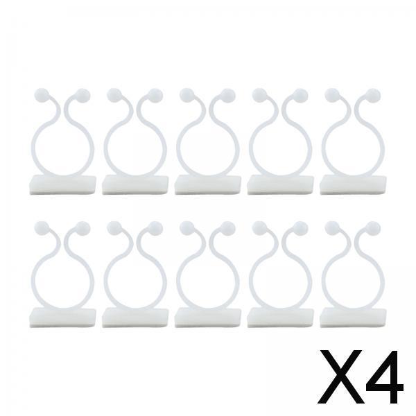 4x10 Pieces Plant Climbing Wall Fixture Clips Self Adhesive for Decorations White L