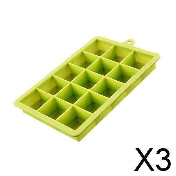 3xCubed Ice Maker Ice Cube Square Tray Mold Whiskey Cube Cocktails Silicone Green