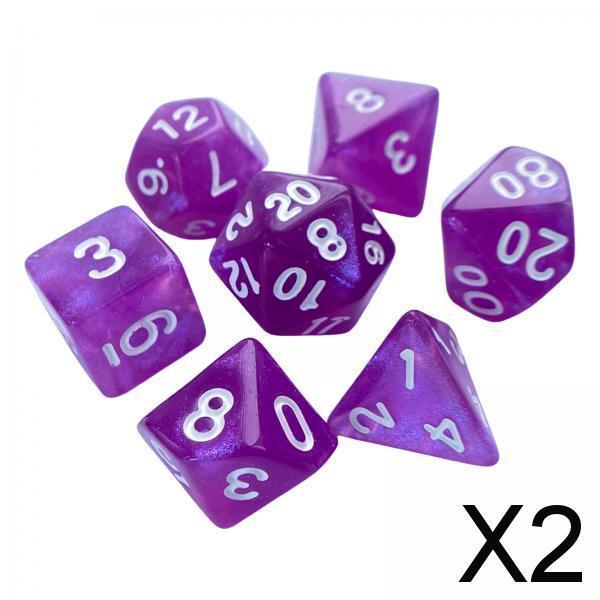 2x7 Pieces Polyhedral Dices Set Game Dices for Party Game Table Game Card Game Violet