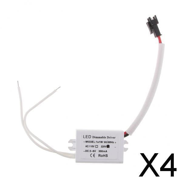 4xDimmable LED Power Supply DC 2-6V 300mA 1x1W for LED Downlights