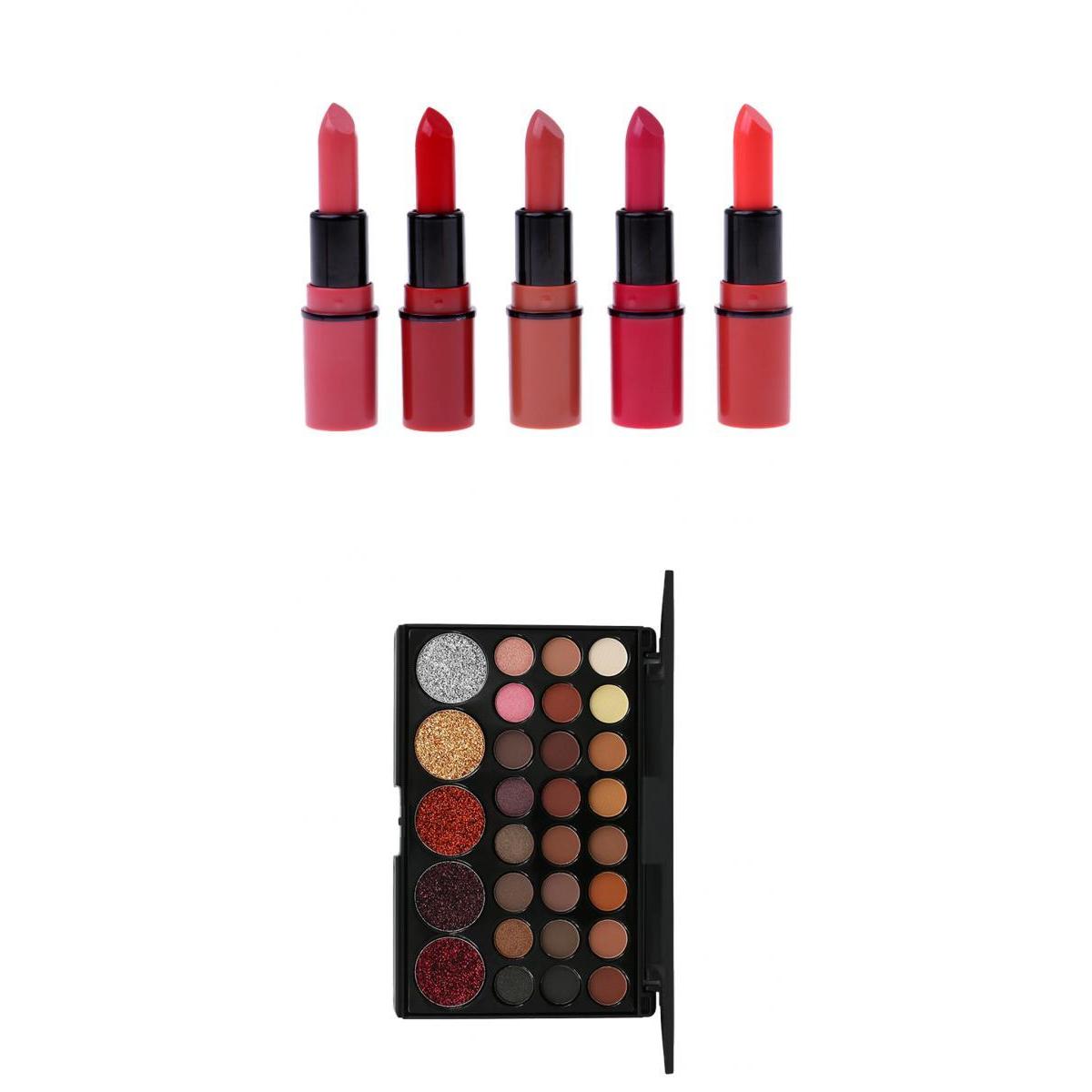 29 Colors Matte Shiny Sequins Eyshadow Makeup Palette & Multi-color Lipstick