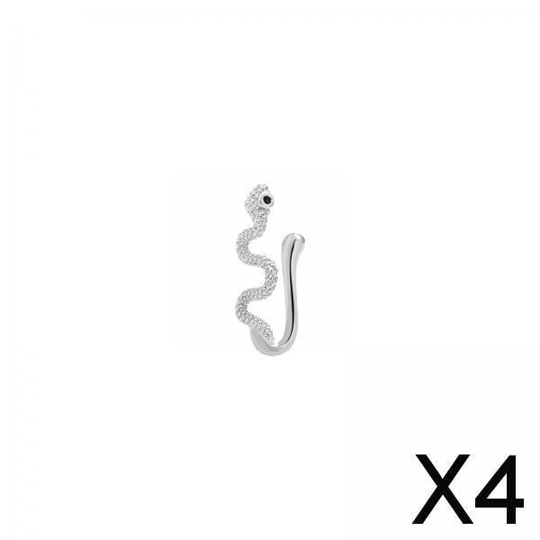 4xSnake Nose Ring Tragus Ring Copper Fashion Punk for Women Girls Body Jewelry Silver