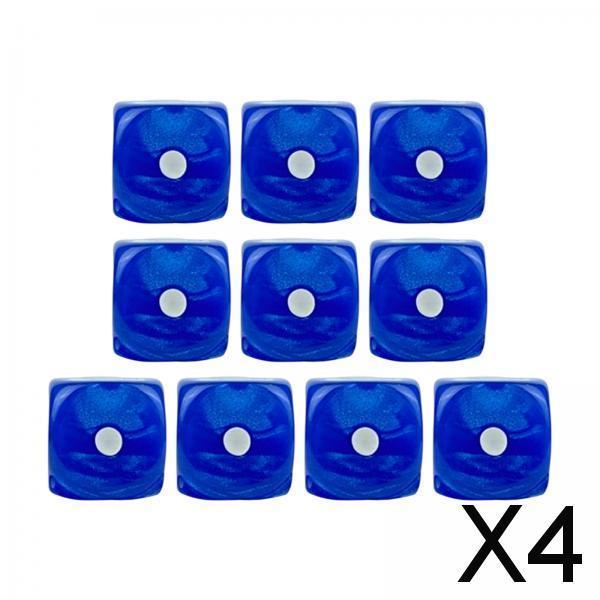 4x10x 6 Sided Dices Set Playing Dices Game Dices for KTV Role Playing Game Blue