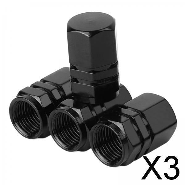 3x4 Pieces Car Tire Valve Stem Caps Seal Air Caps Covers for Trucks Bikes black