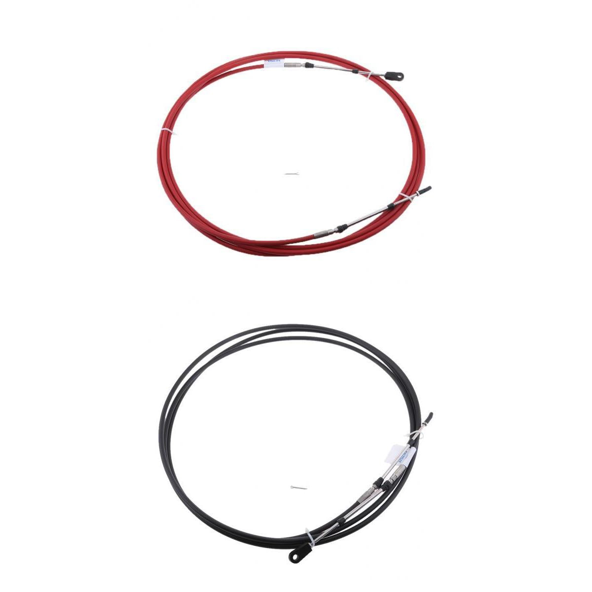 2Pcs 21Ft Throttle Shift Control Cable for Yamaha Outboard Red & Black
