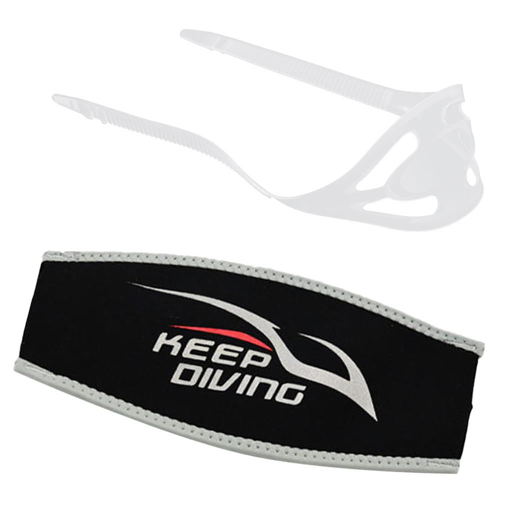 Clear Silicone Scuba Diving Mask Strap Belt + Black Neoprene Strap Cover
