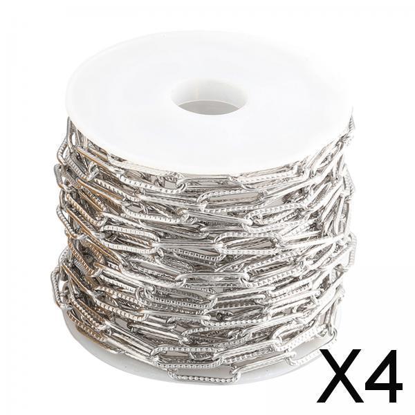 4xPaperclip Link Chain Link Chain Bulk for Handmaded Jewelry Supplies DIY Silver