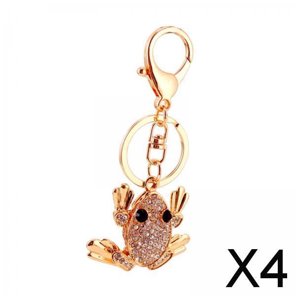 4xFrog Bling Keychains Sparkling 3D Golden Bling Key Rings Holder for Women Girls