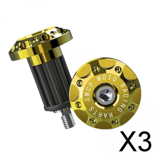 3x2Pcs Motorcycle Handle Bar End Grips Plug Caps CNC Aluminum Alloy Gold
