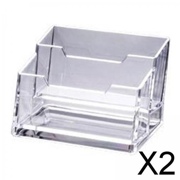 2xClear Business Card Holders Organizer for Desk Office Name Card 2 Grid