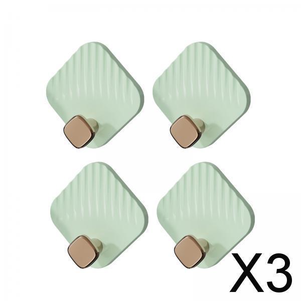 3x4 Pieces Bathroom Towel Hooks Multifunctional Hooks for Bathroom Office Hats green